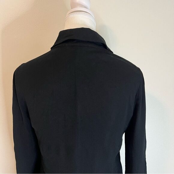 Reformation Hugh Black Collared Long Sleeve Mini Dress Gold Button Down Size 8 - Picture 7 of 10